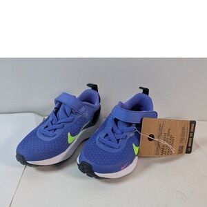 Nike Revolution 7 PSV Toddler Shoes Size 8c Purple Green Hook Loop